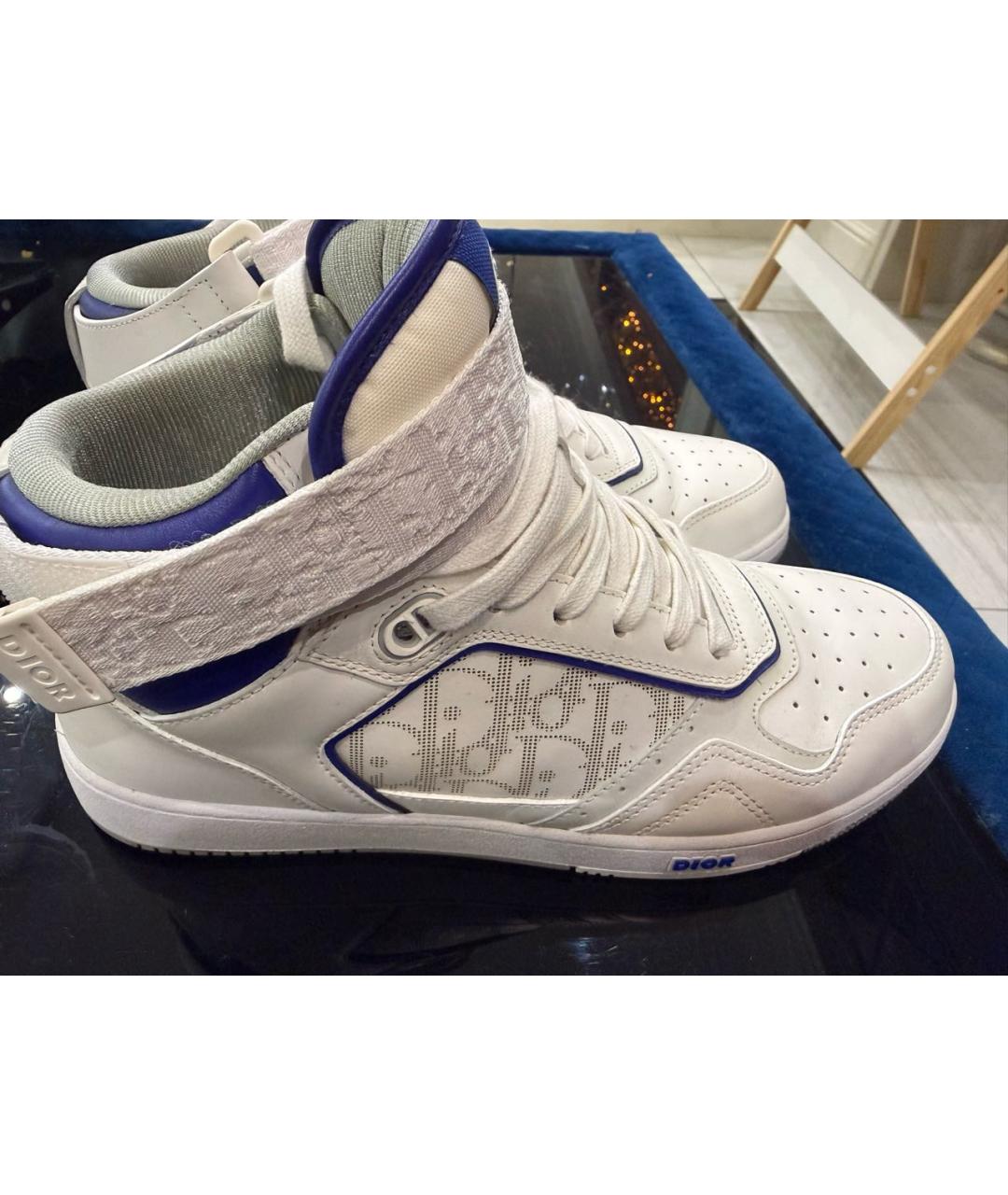CHRISTIAN DIOR Белые кожаные высокие кроссовки / кеды, фото 4