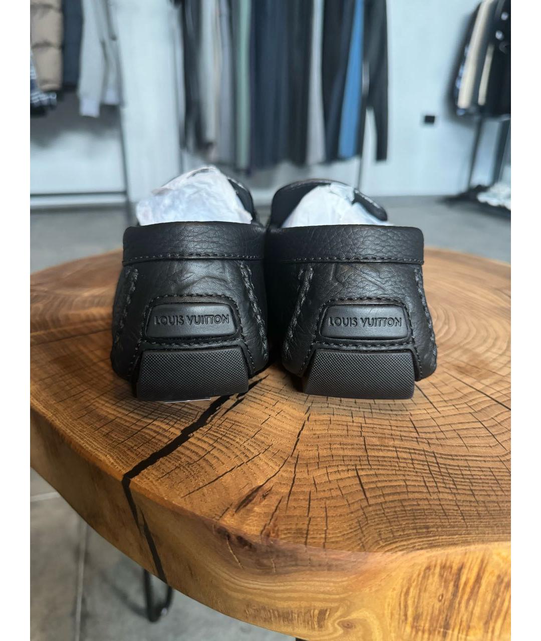 LOUIS VUITTON Черные кожаные мокасины, фото 4