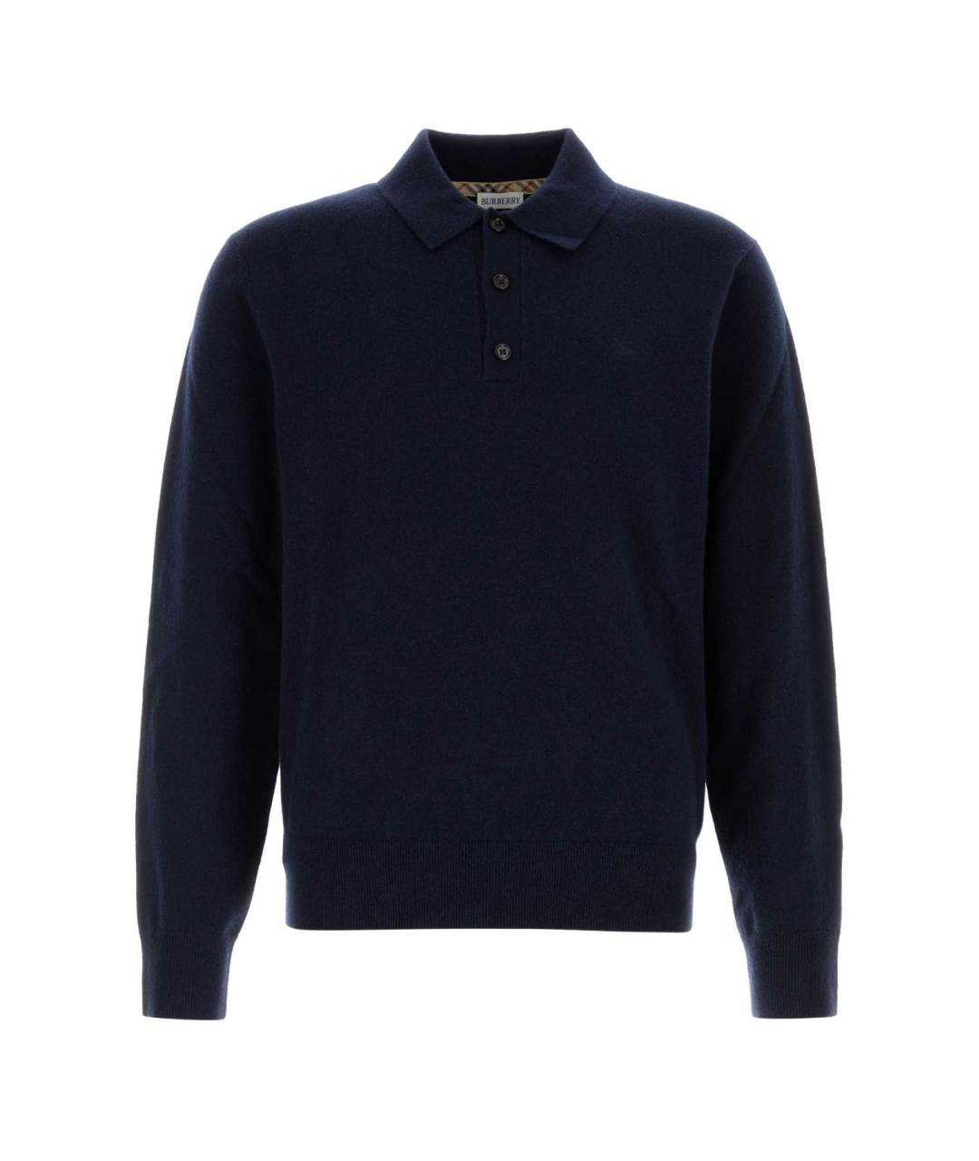 BURBERRY Синее поло с длинным рукавом, фото 1