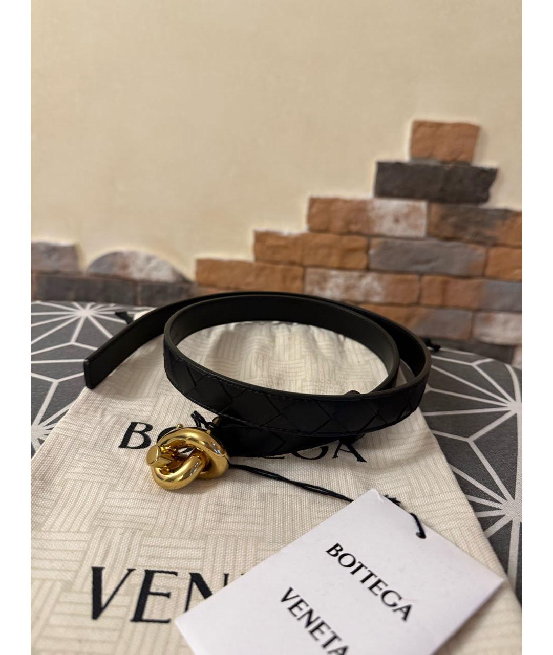 BOTTEGA VENETA Черный кожаный ремень, фото 9