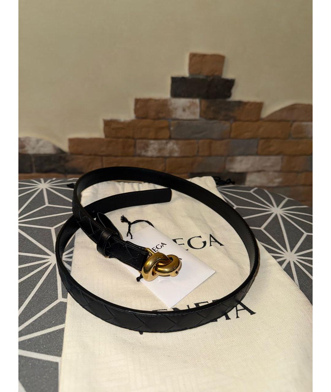 BOTTEGA VENETA Черный кожаный ремень, фото 6