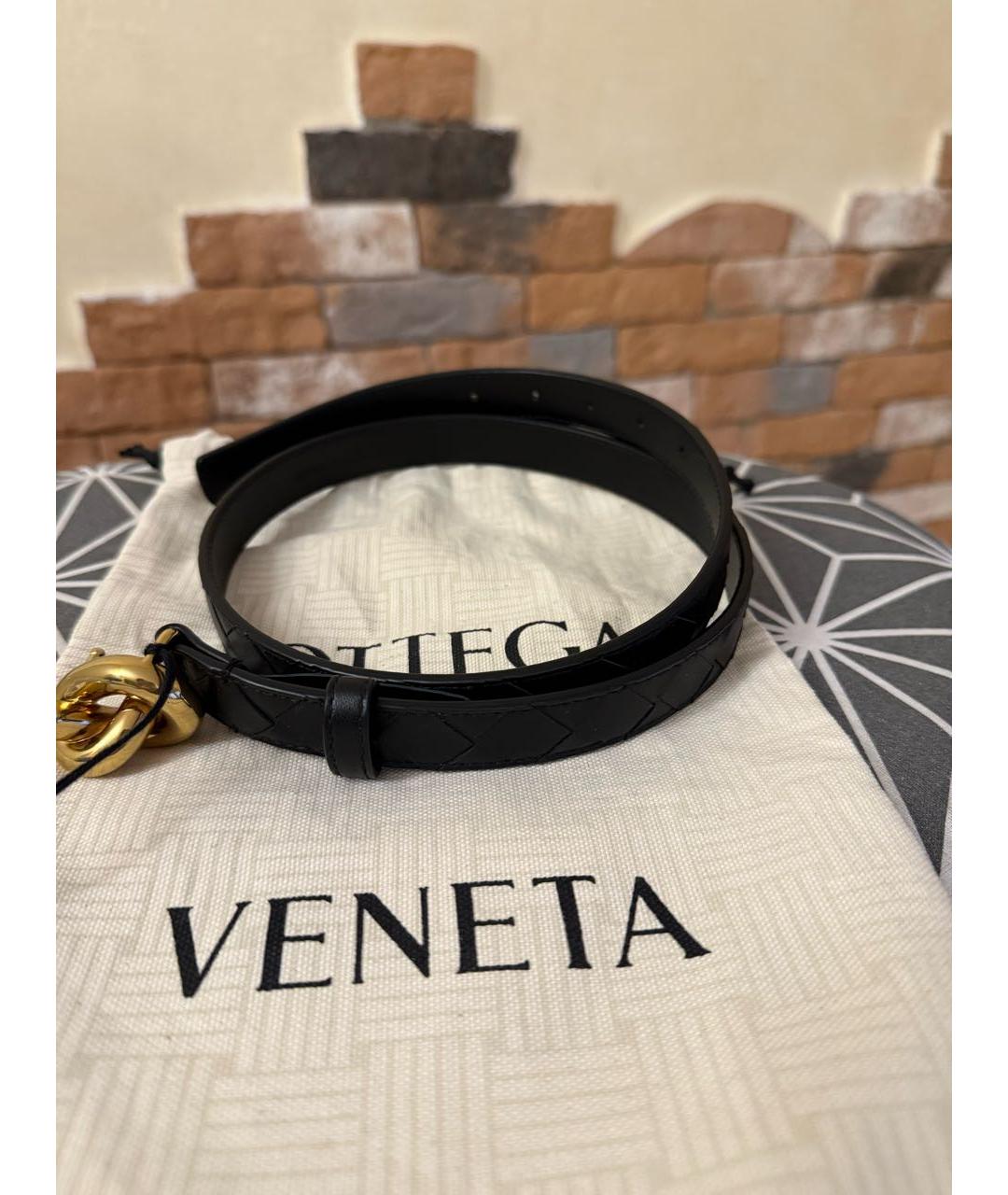 BOTTEGA VENETA Черный кожаный ремень, фото 7