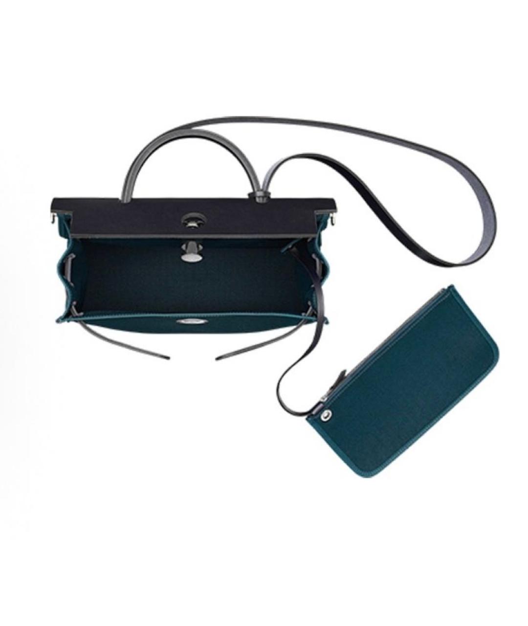 HERMES Бирюзовая тканевая сумка через плечо, фото 3