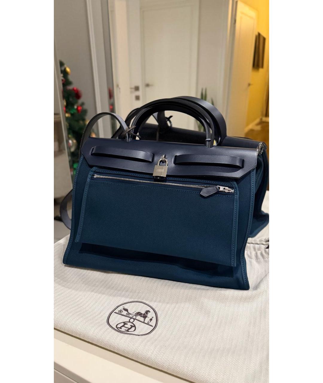 HERMES Бирюзовая тканевая сумка через плечо, фото 5