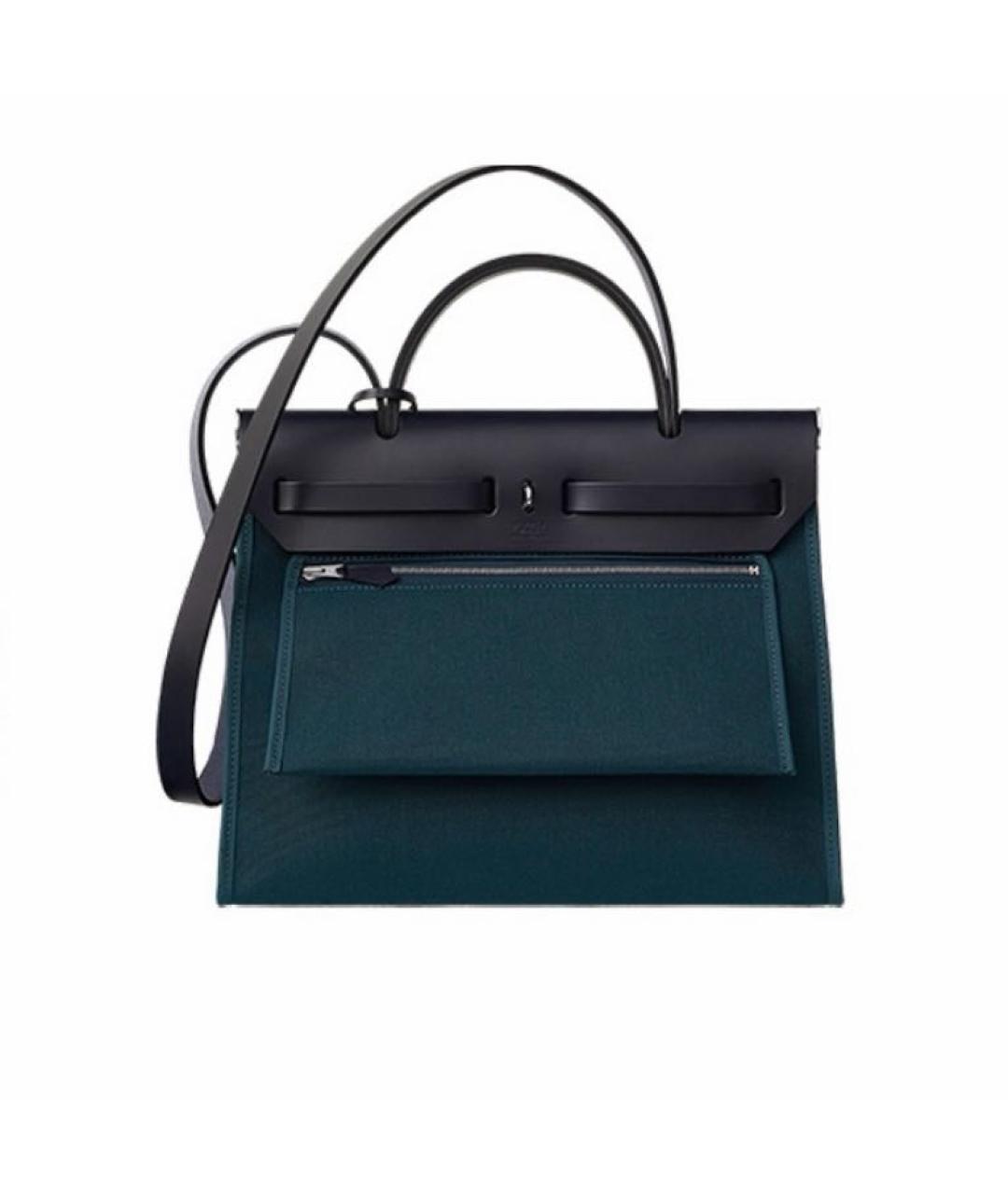 HERMES Бирюзовая тканевая сумка через плечо, фото 2