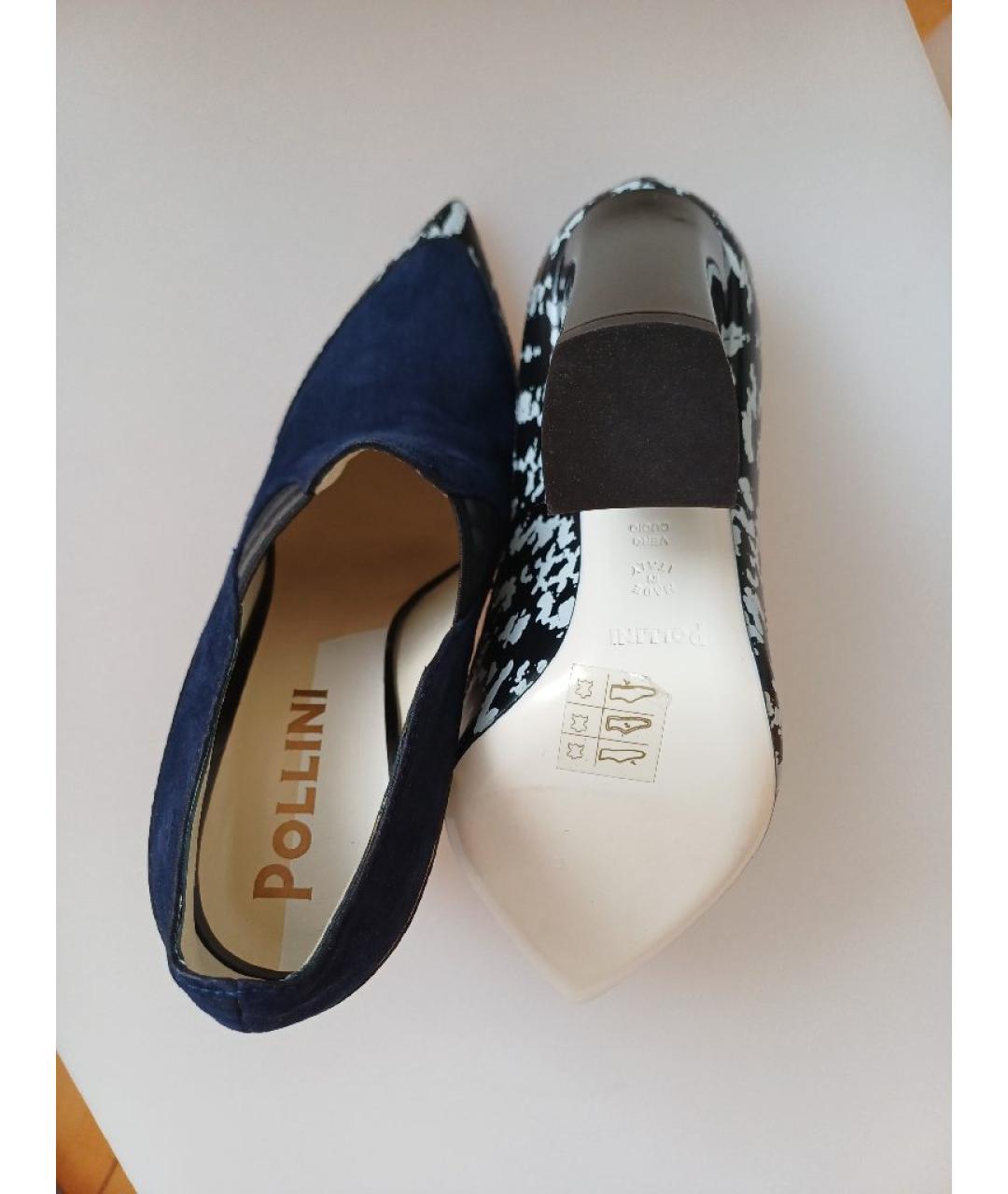 POLLINI Темно-синие нубуковые ботильоны, фото 9