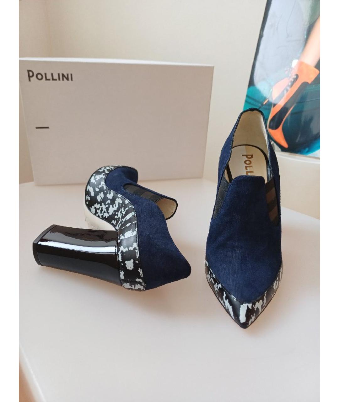 POLLINI Темно-синие нубуковые ботильоны, фото 5