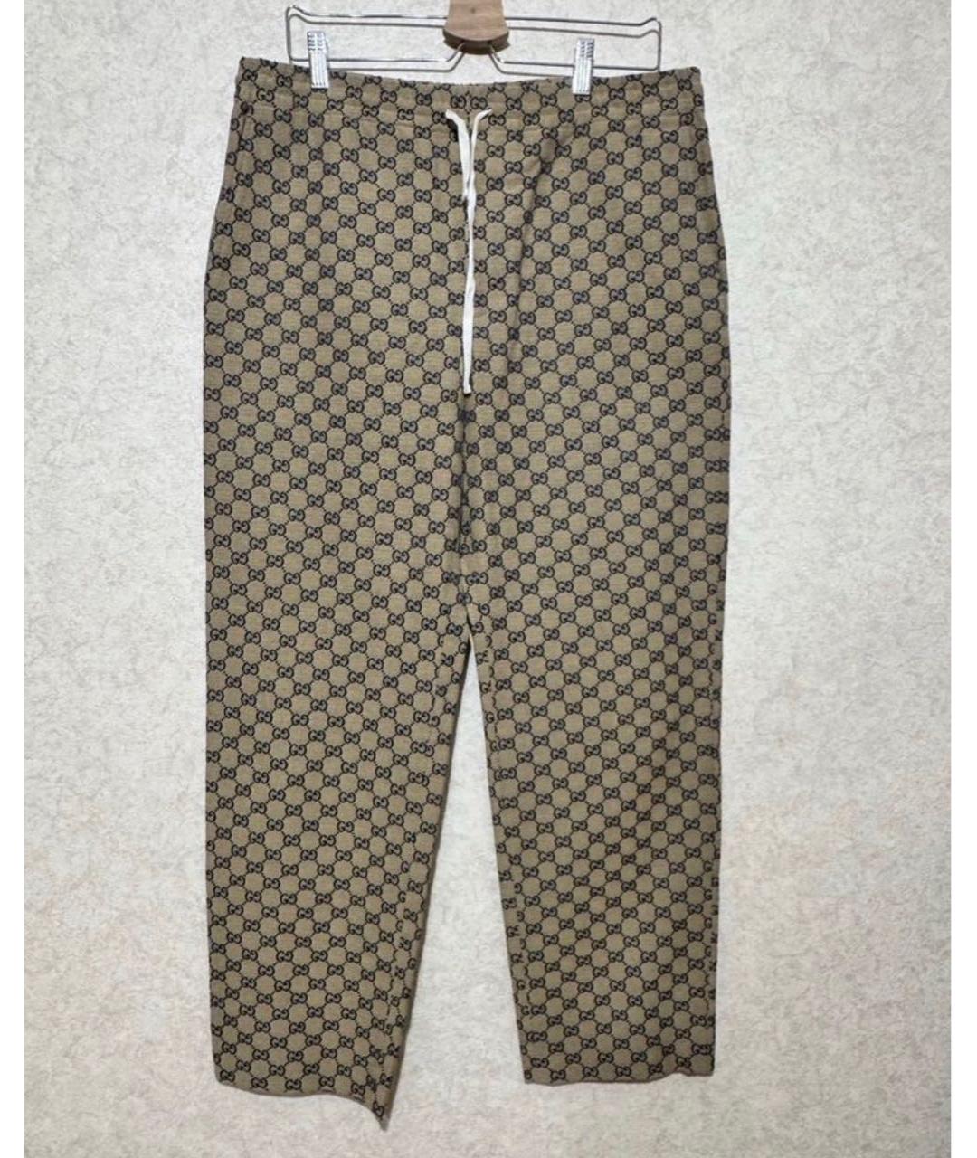 GUCCI Бежевые хлопковые повседневные брюки, фото 7