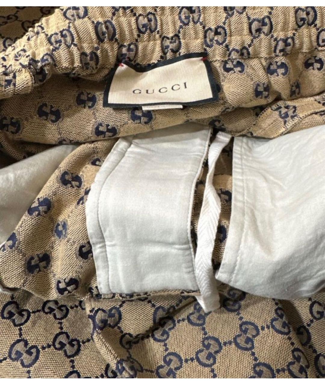 GUCCI Бежевые хлопковые повседневные брюки, фото 4