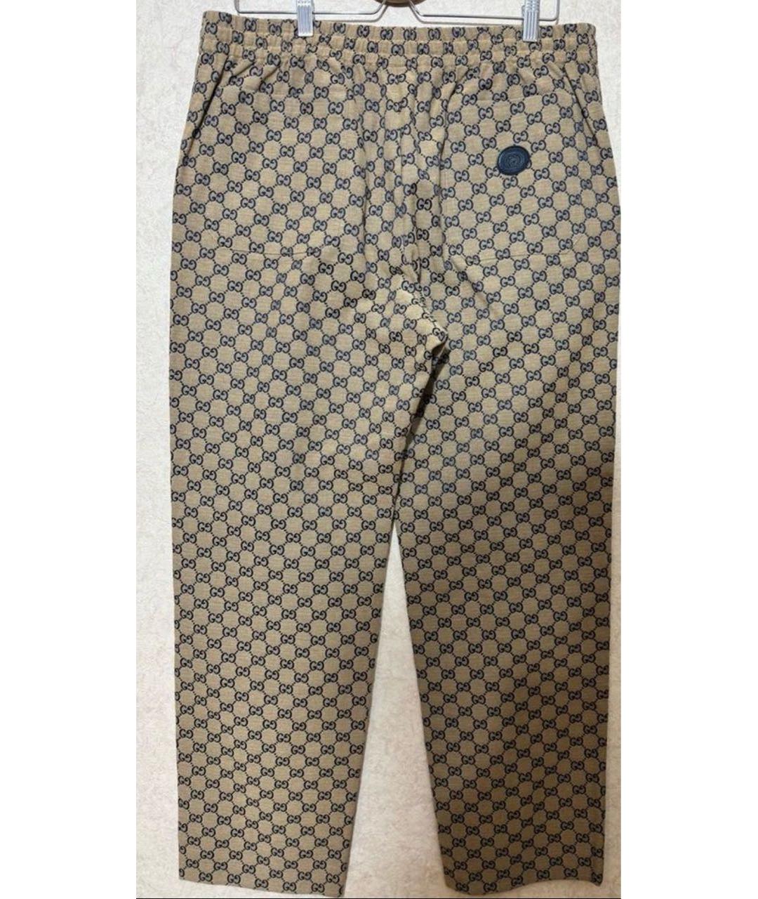 GUCCI Бежевые хлопковые повседневные брюки, фото 2