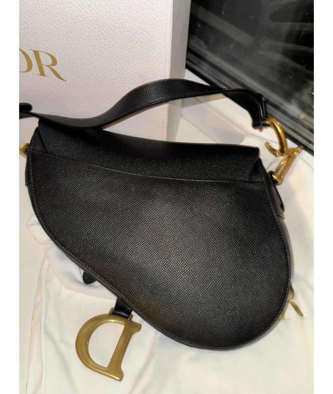 CHRISTIAN DIOR Черная кожаная сумка с короткими ручками, фото 3