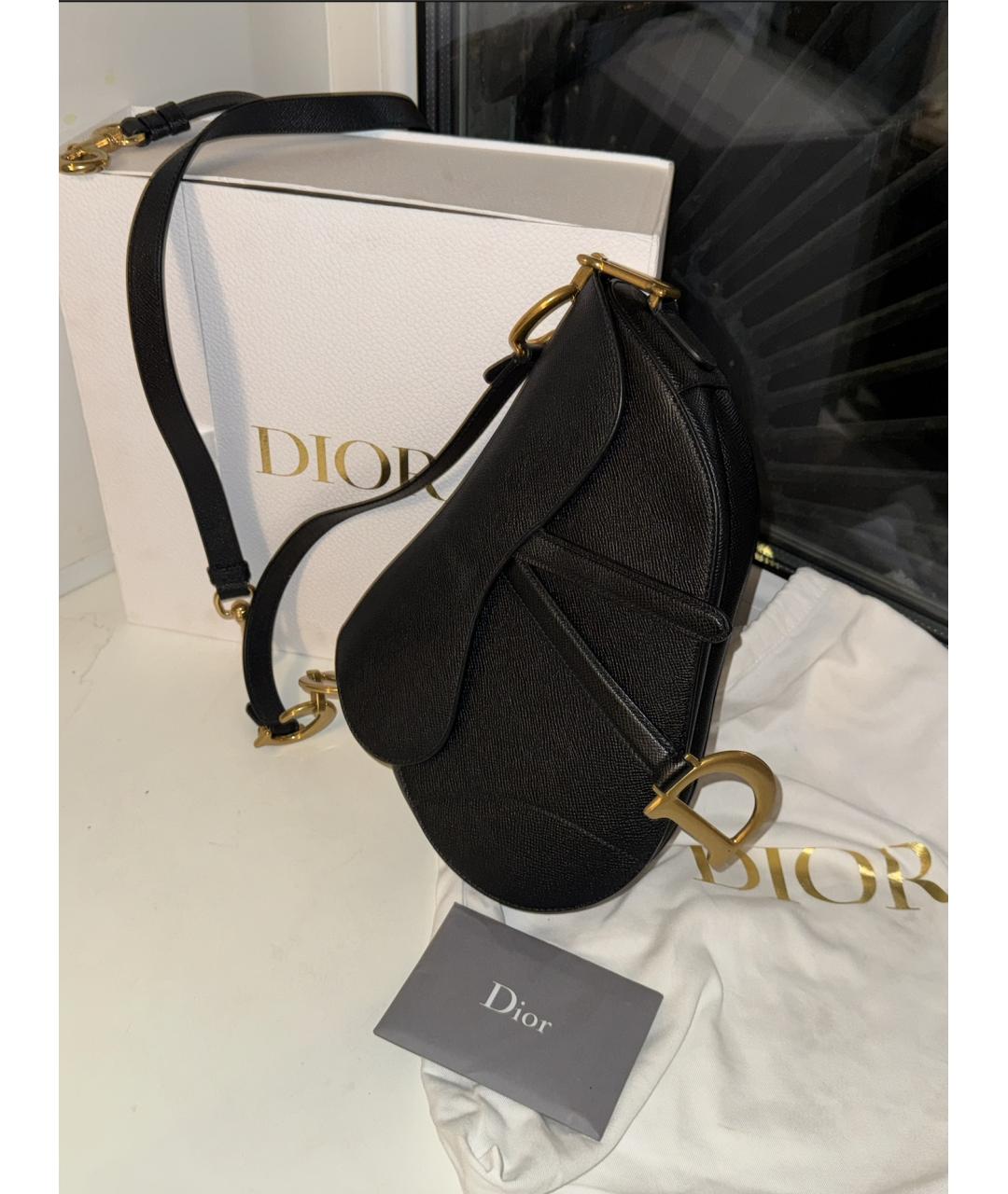 CHRISTIAN DIOR Черная кожаная сумка с короткими ручками, фото 2