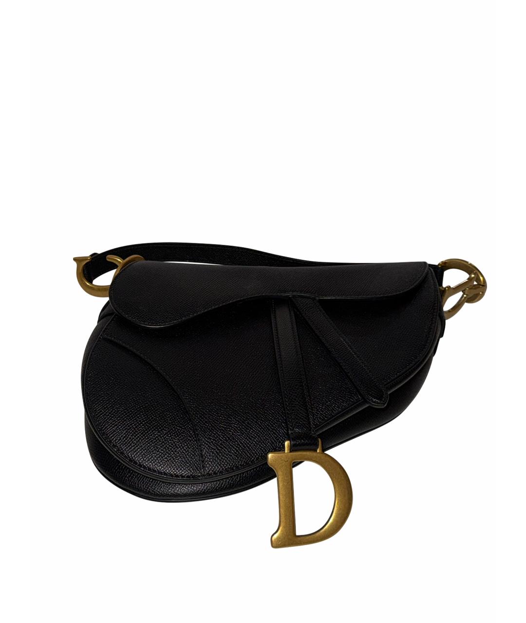 CHRISTIAN DIOR Черная кожаная сумка с короткими ручками, фото 1