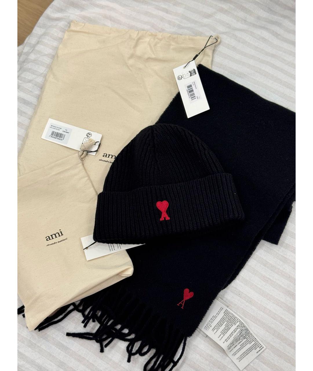 Ami Paris Черный шерстяной шарф, фото 4