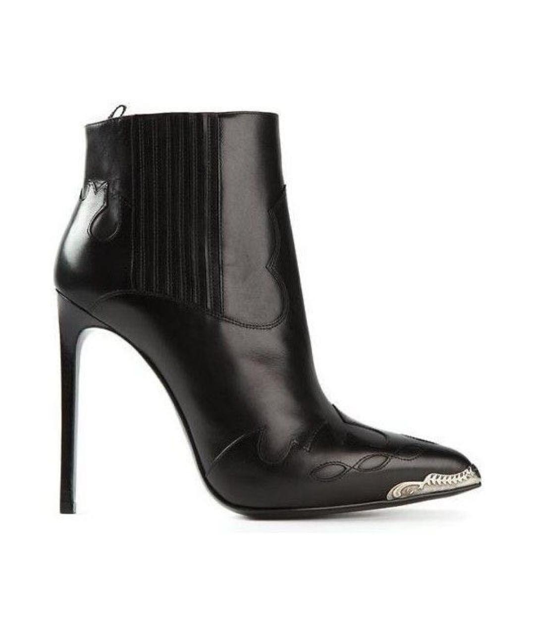 SAINT LAURENT Черные кожаные ботильоны, фото 1