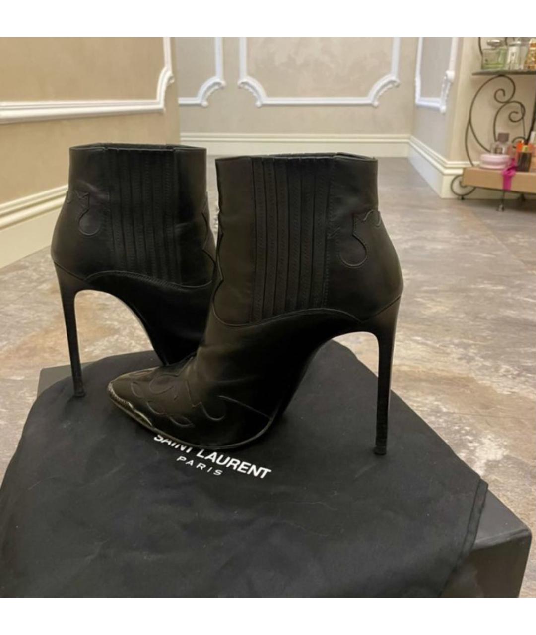 SAINT LAURENT Черные кожаные ботильоны, фото 3