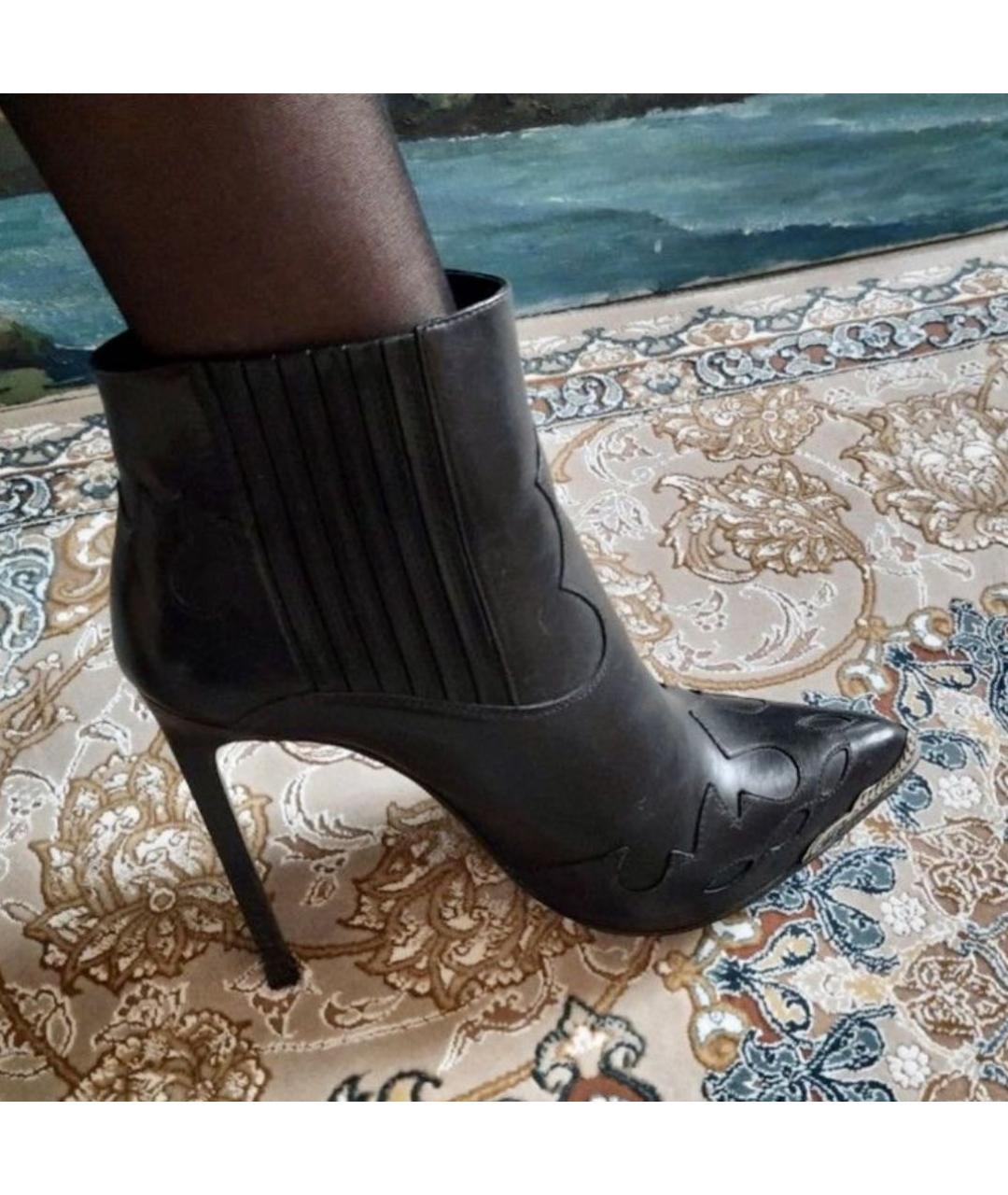 SAINT LAURENT Черные кожаные ботильоны, фото 4