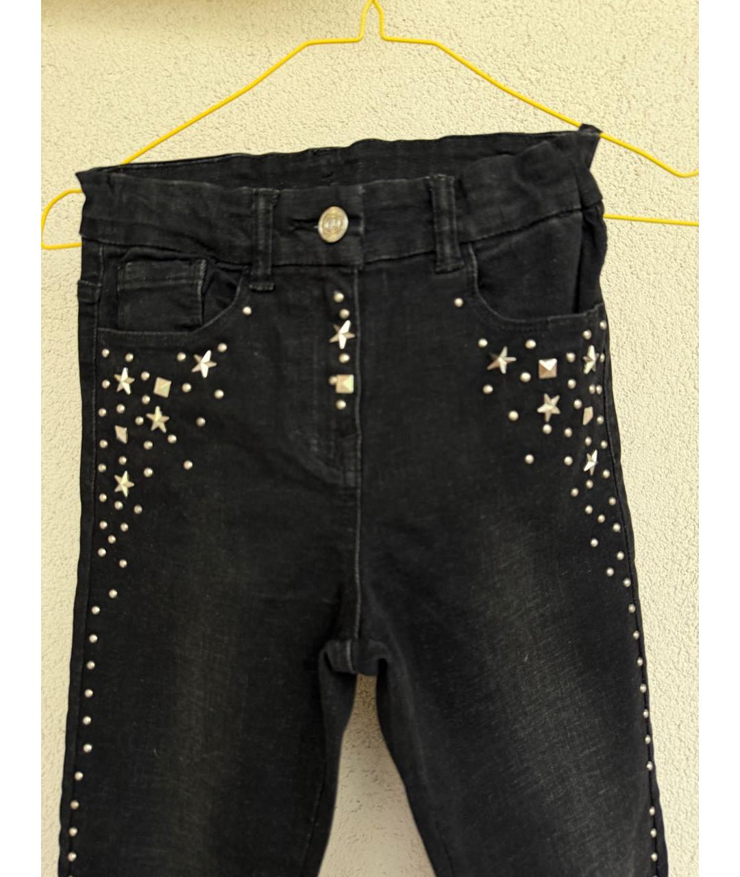 MONNALISA Черные хлопковые детские джинсы, фото 3