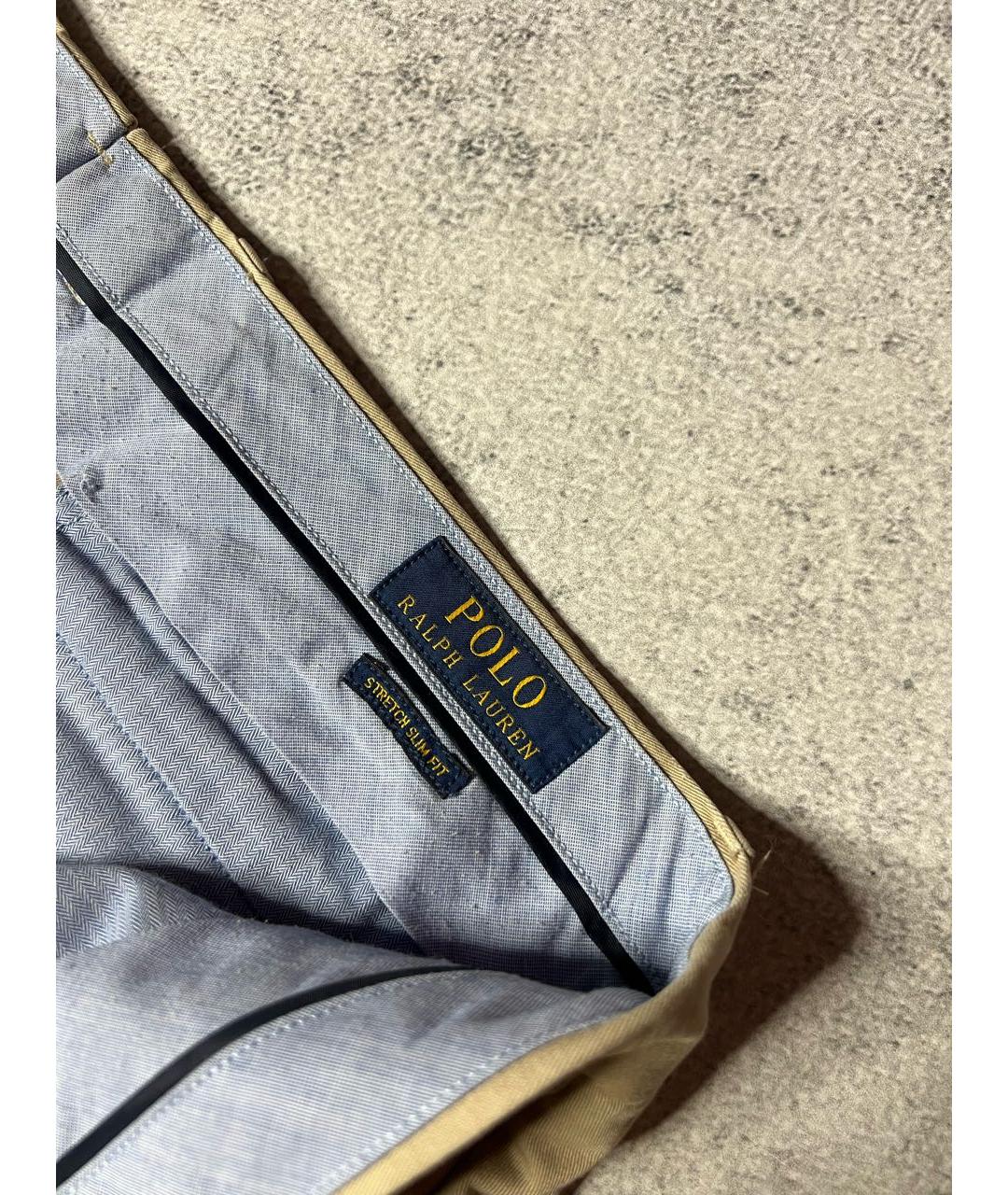 RALPH LAUREN Бежевые хлопко-эластановые брюки чинос, фото 5