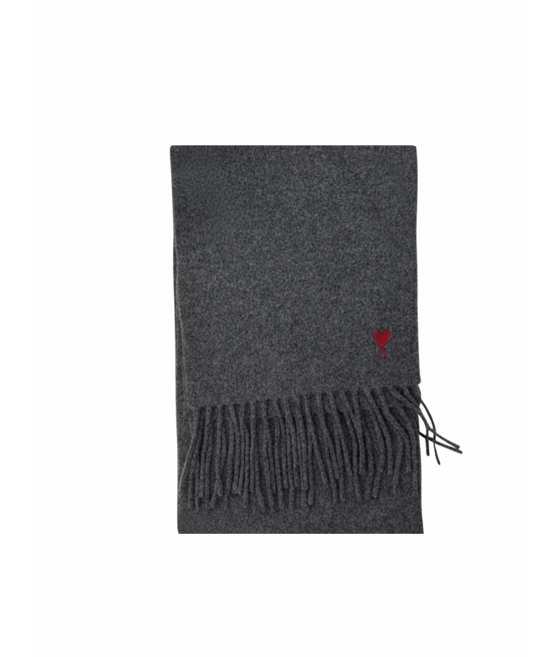 Ami Paris Серый шерстяной шарф, фото 1