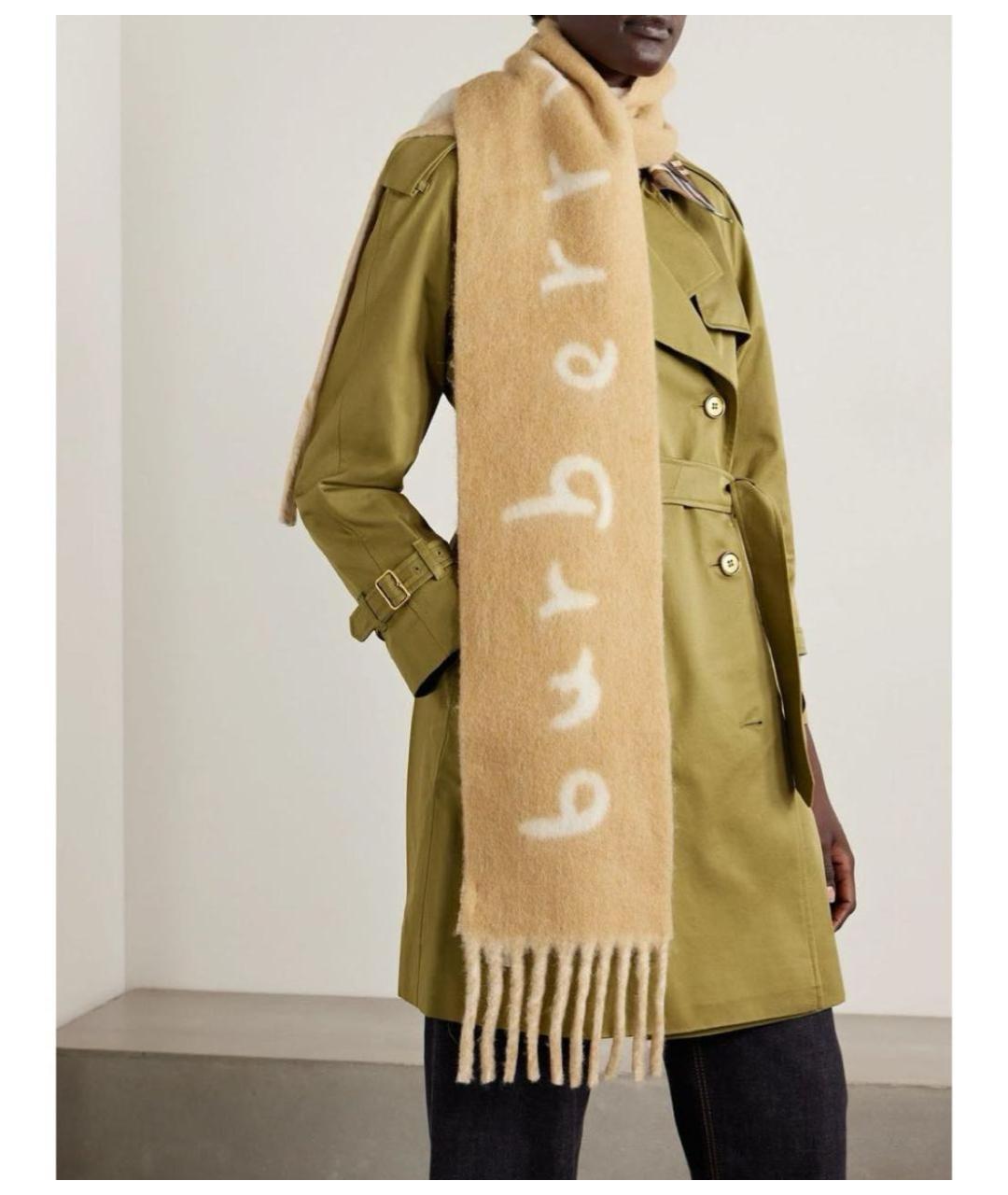 BURBERRY Бежевый шерстяной шарф, фото 3