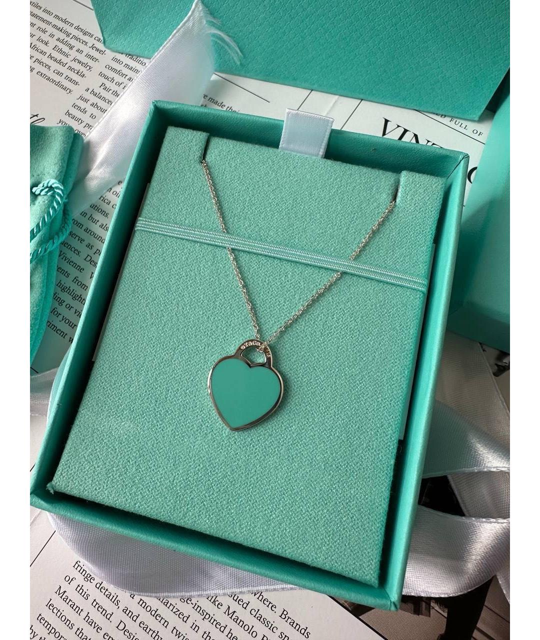 TIFFANY&CO Бирюзовая серебряная цепочка/подвеска, фото 6