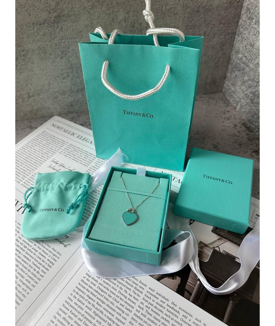 TIFFANY&CO Бирюзовая серебряная цепочка/подвеска, фото 3