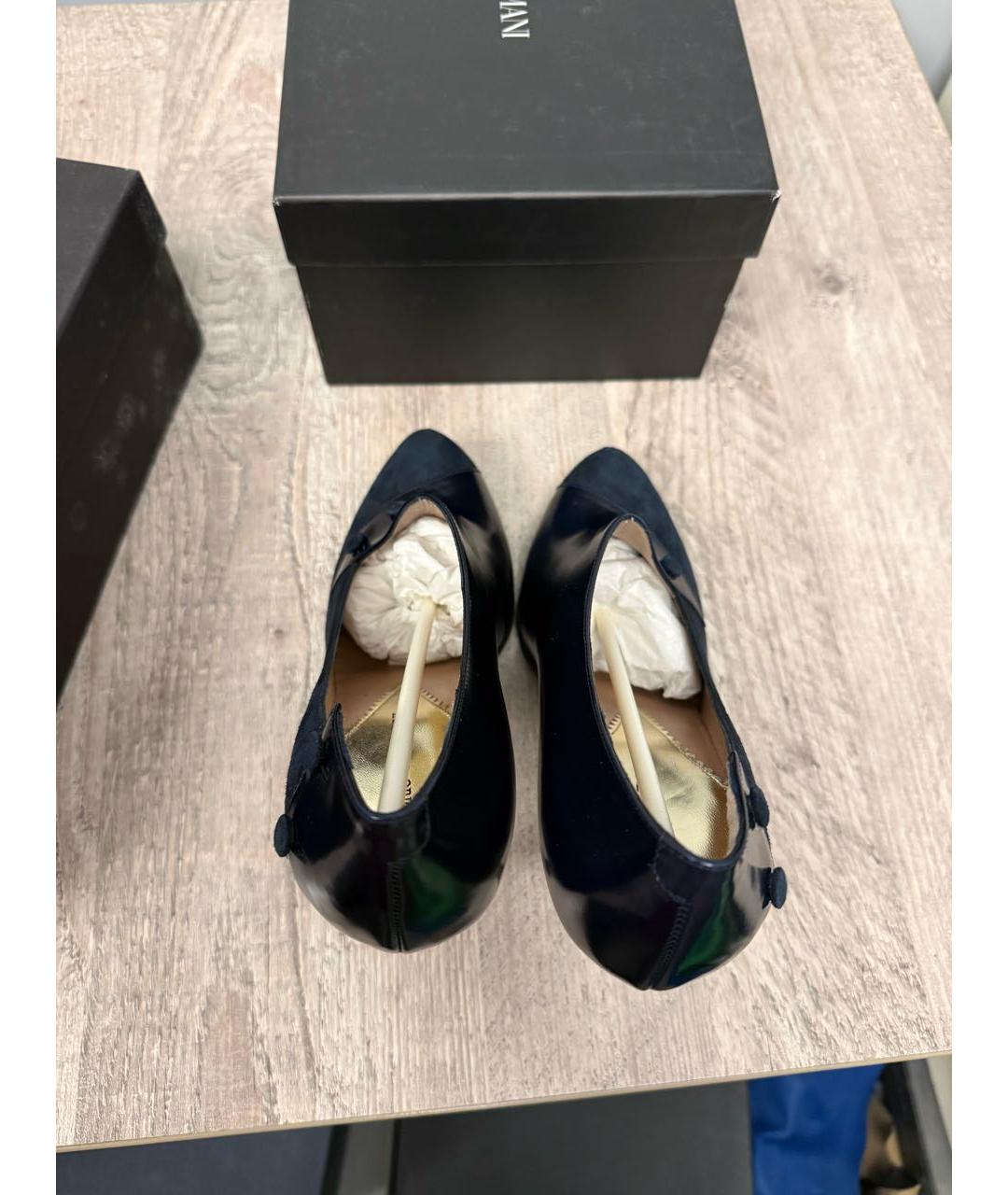 EMPORIO ARMANI Синие кожаные туфли, фото 3