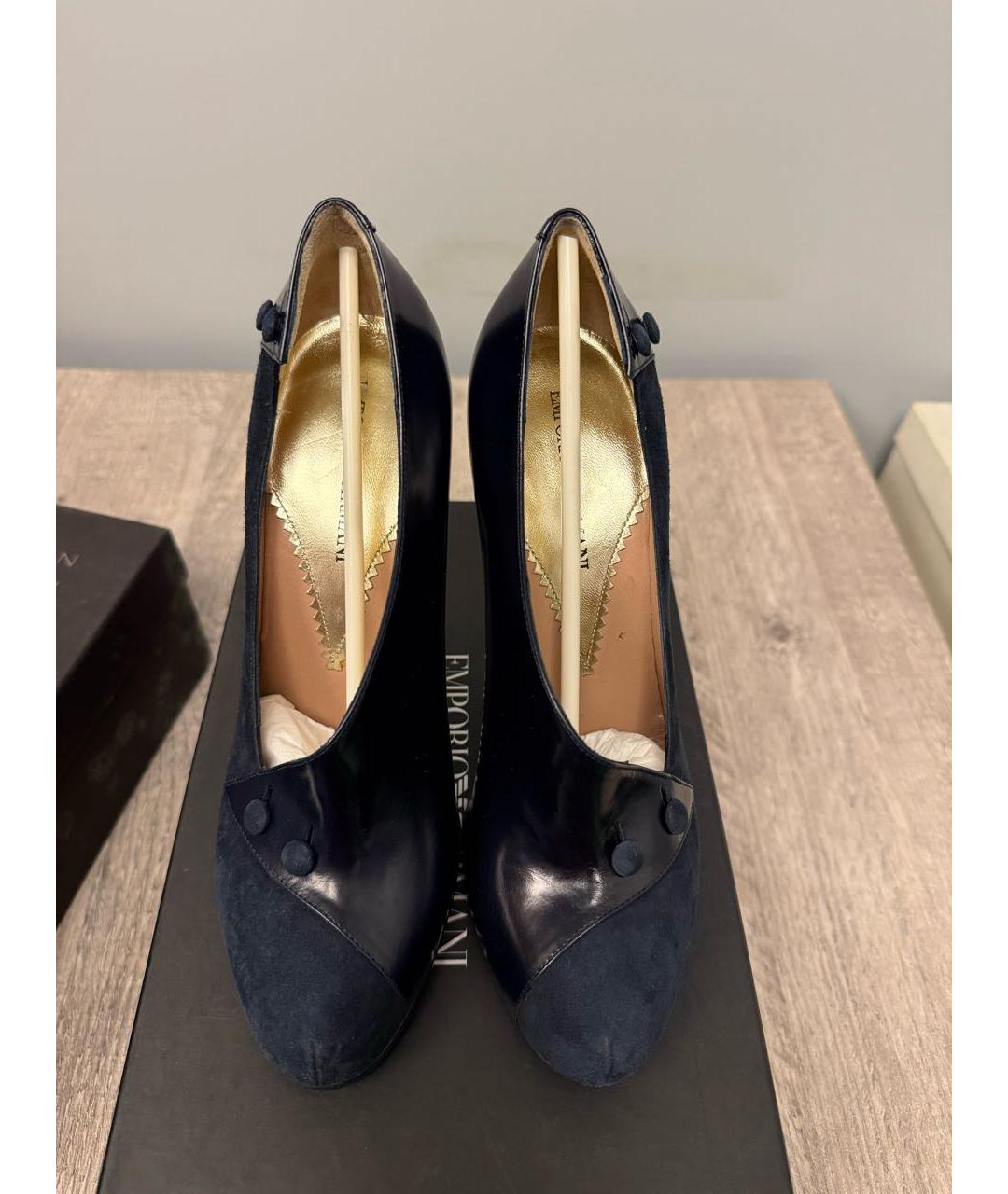 EMPORIO ARMANI Синие кожаные туфли, фото 2