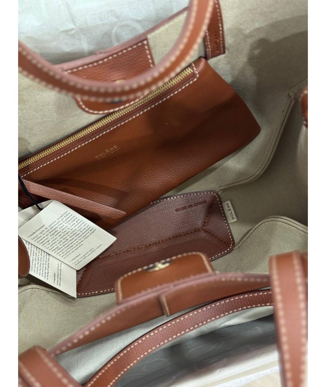 POLENE Коричневая кожаная сумка тоут, фото 8