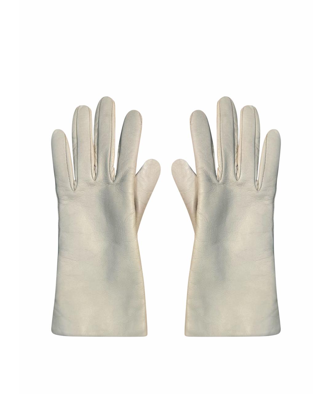 MANZONI 24 Бежевые кожаные перчатки, фото 1