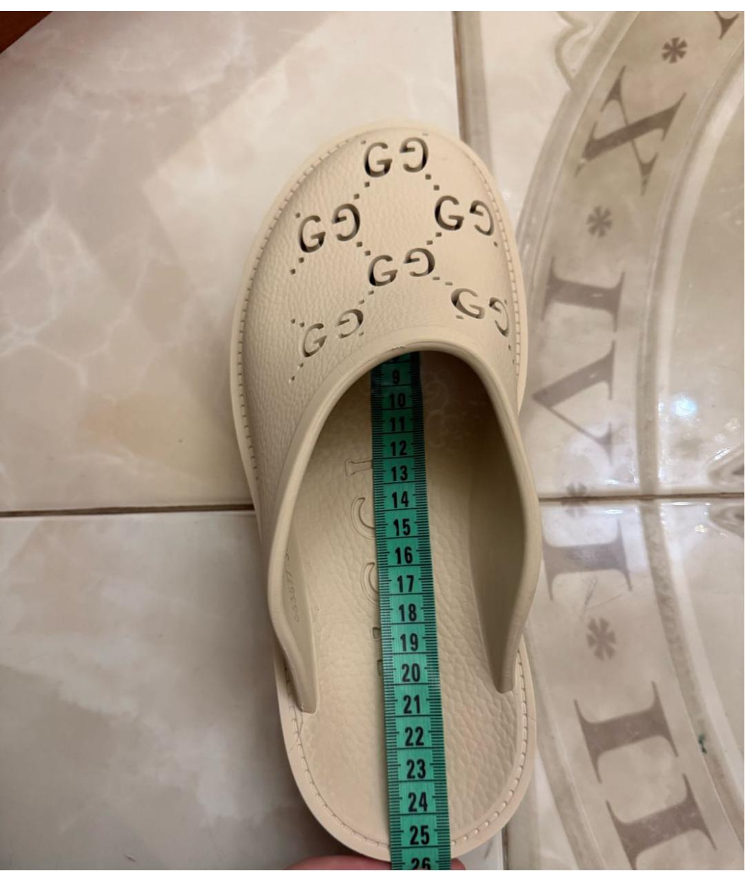 GUCCI Бежевые резиновые сабо, фото 4