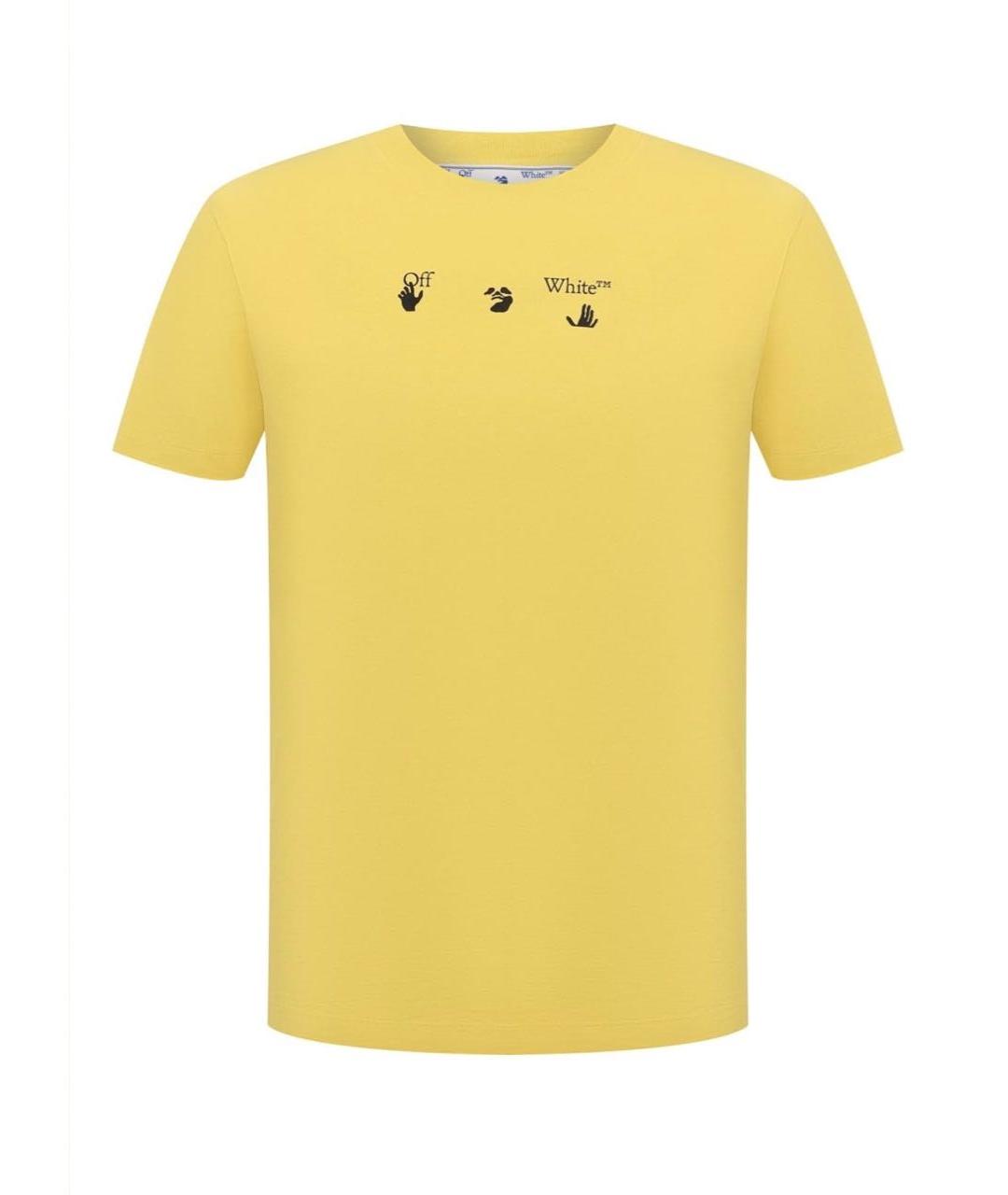 OFF-WHITE Желтая хлопковая футболка, фото 7