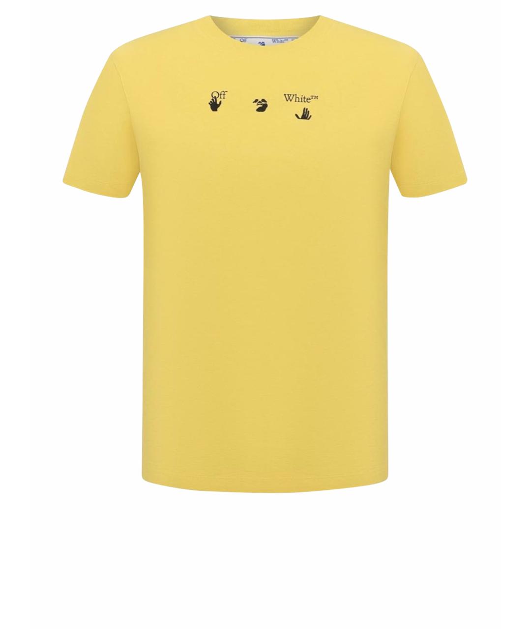 OFF-WHITE Желтая хлопковая футболка, фото 1