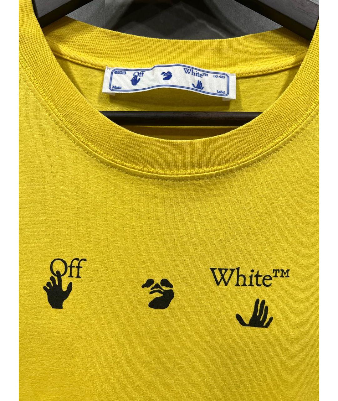 OFF-WHITE Желтая хлопковая футболка, фото 3