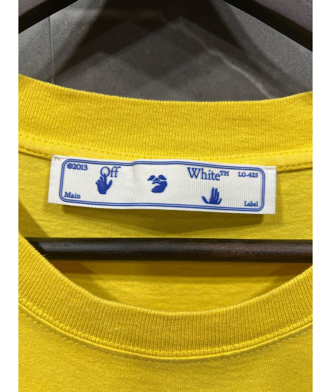 OFF-WHITE Желтая хлопковая футболка, фото 5