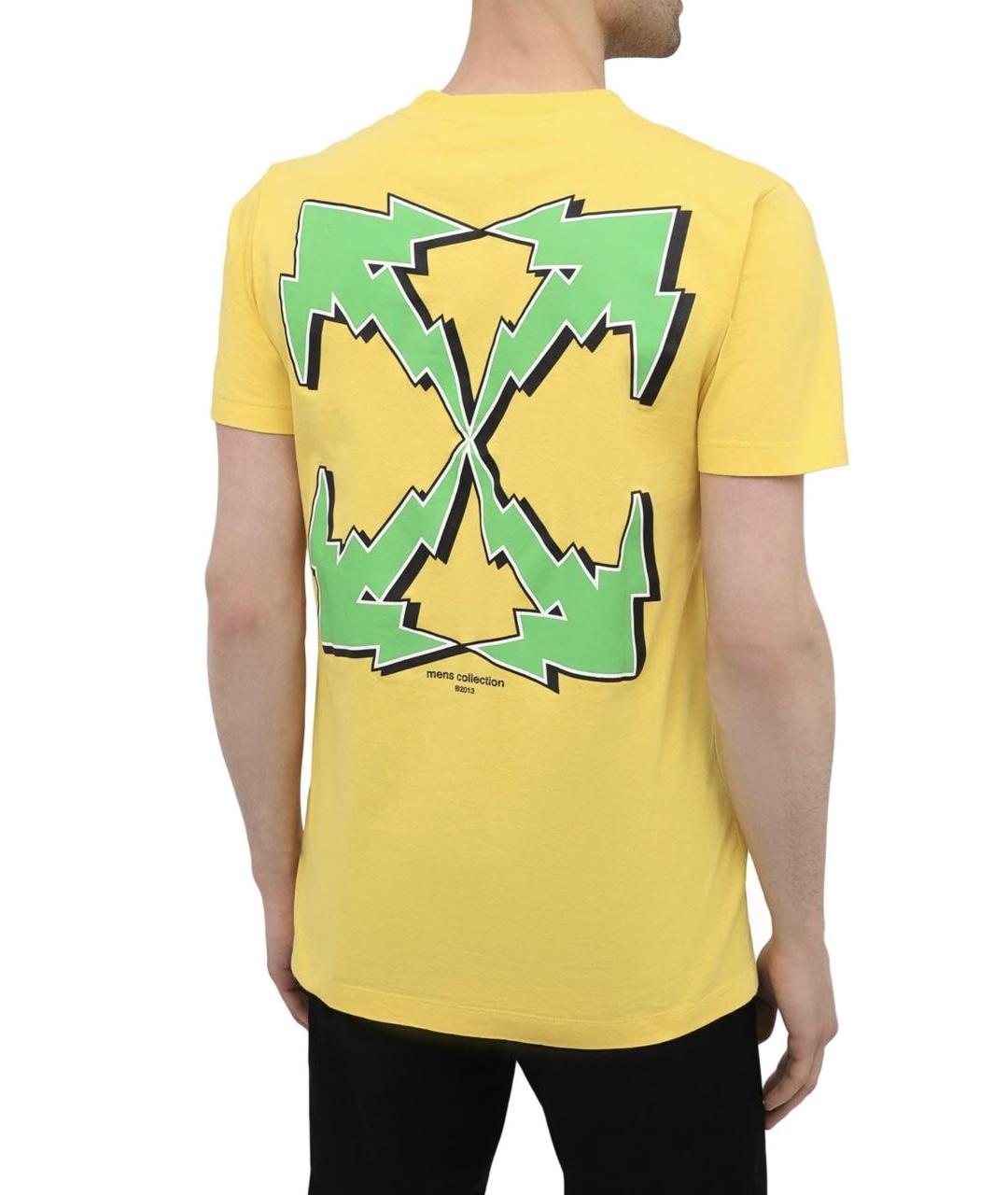 OFF-WHITE Желтая хлопковая футболка, фото 2