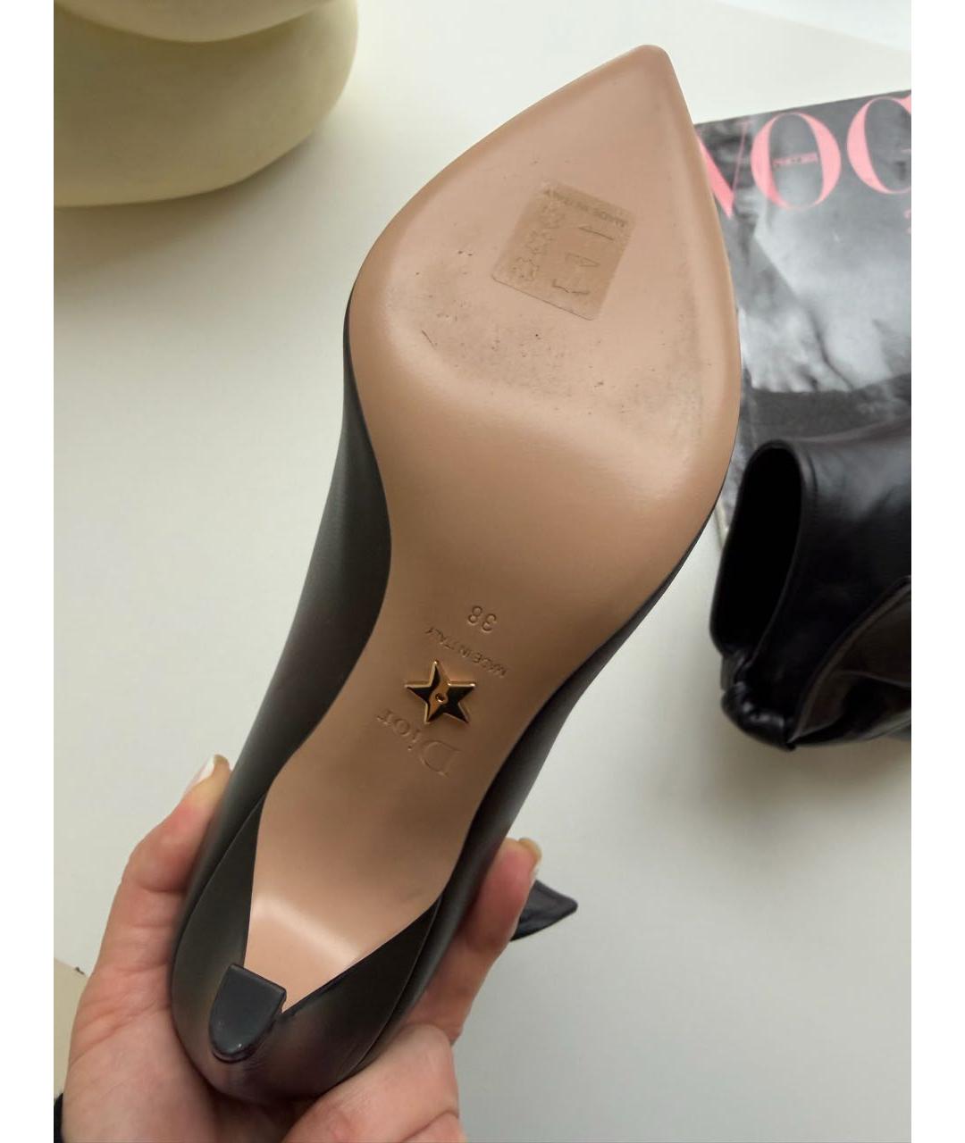 CHRISTIAN DIOR Черные кожаные ботильоны, фото 5