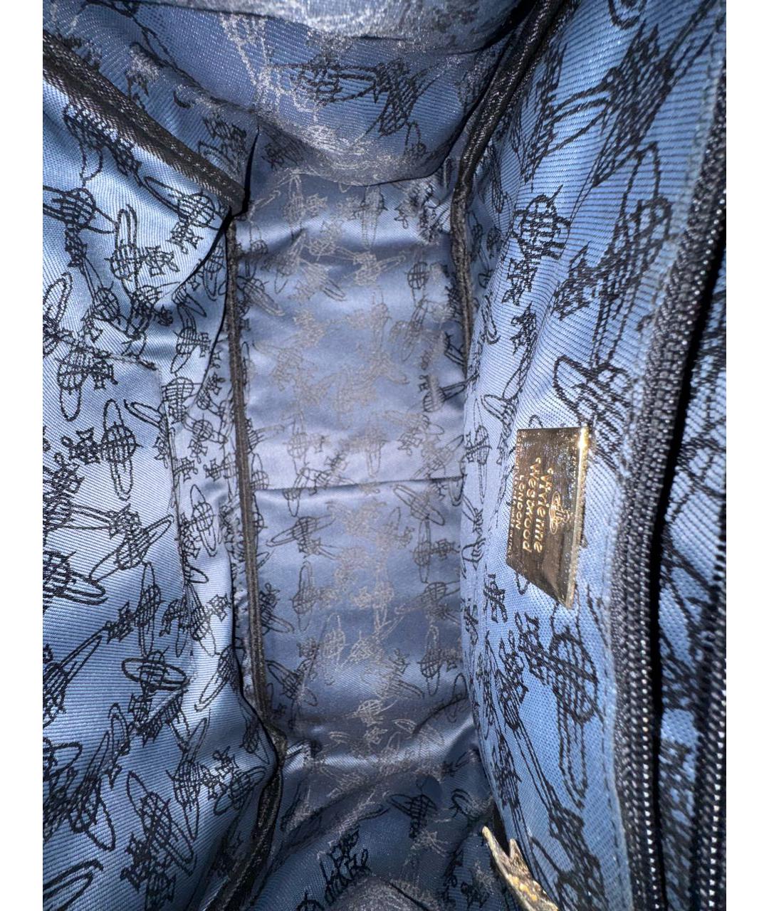 VIVIENNE WESTWOOD Черная сумка с короткими ручками из лакированной кожи, фото 3