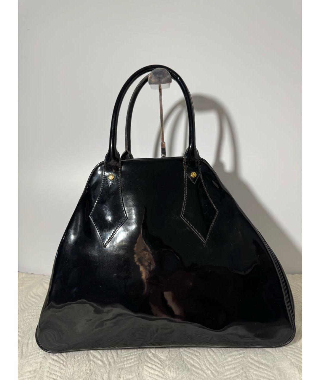 VIVIENNE WESTWOOD Черная сумка с короткими ручками из лакированной кожи, фото 2