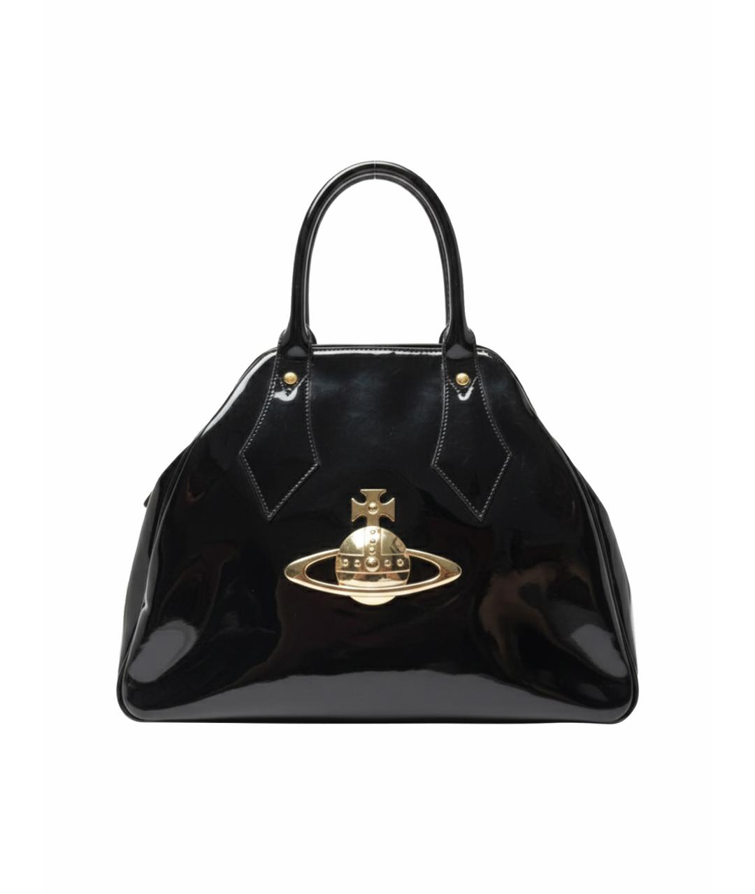 VIVIENNE WESTWOOD Черная сумка с короткими ручками из лакированной кожи, фото 1