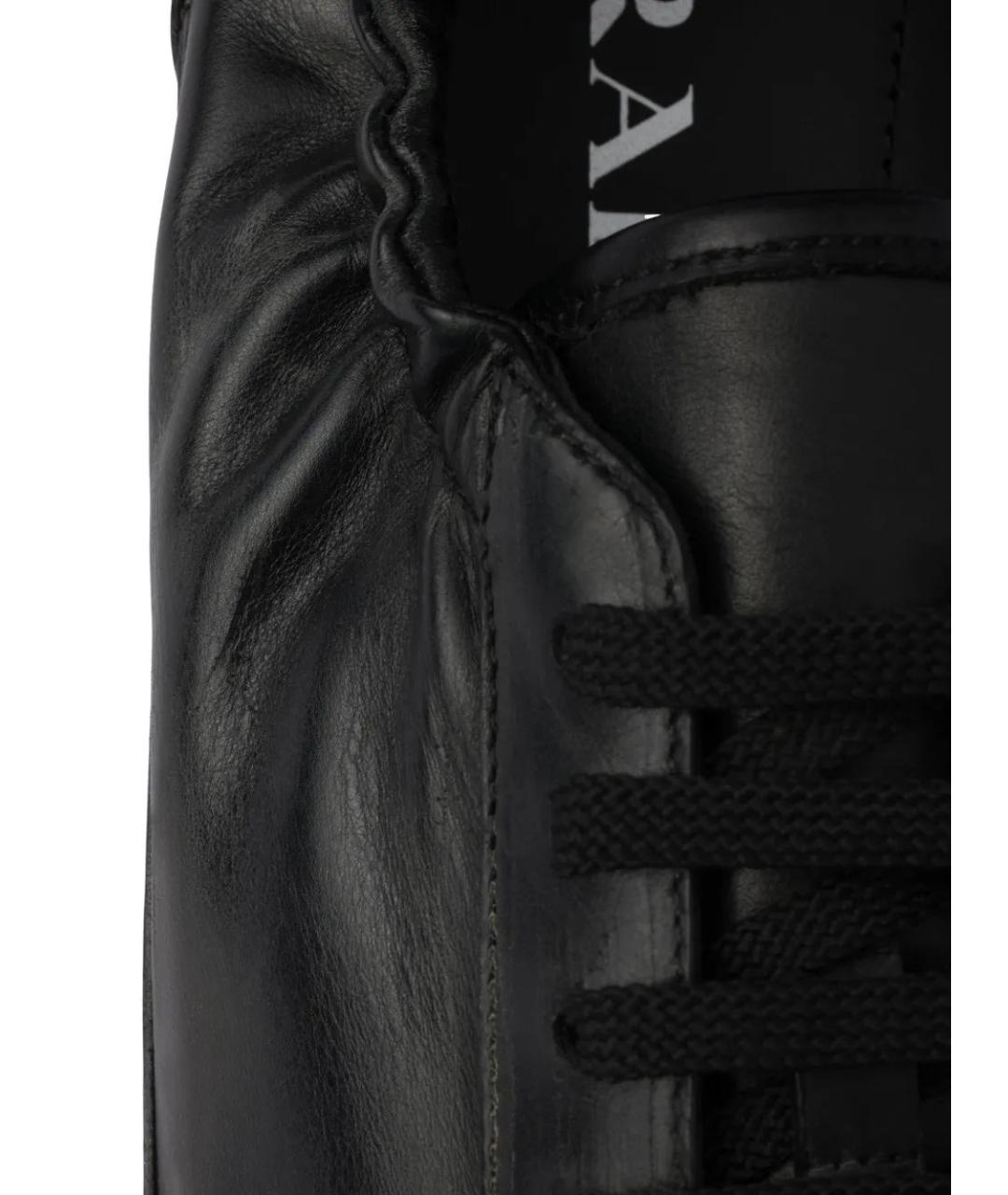 PRADA Черные кожаные низкие кроссовки / кеды, фото 5