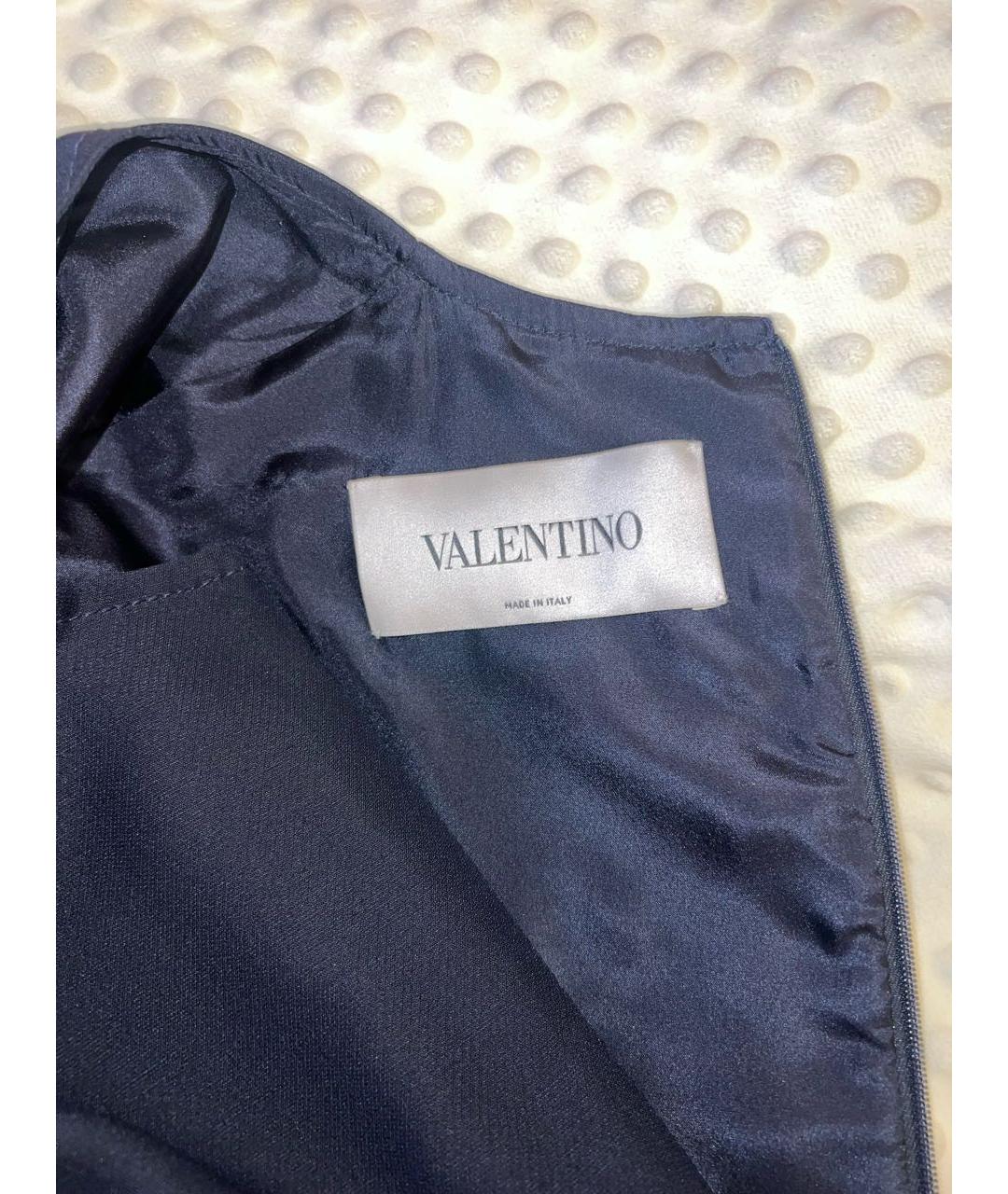 VALENTINO Темно-синее шерстяное коктейльное платье, фото 3