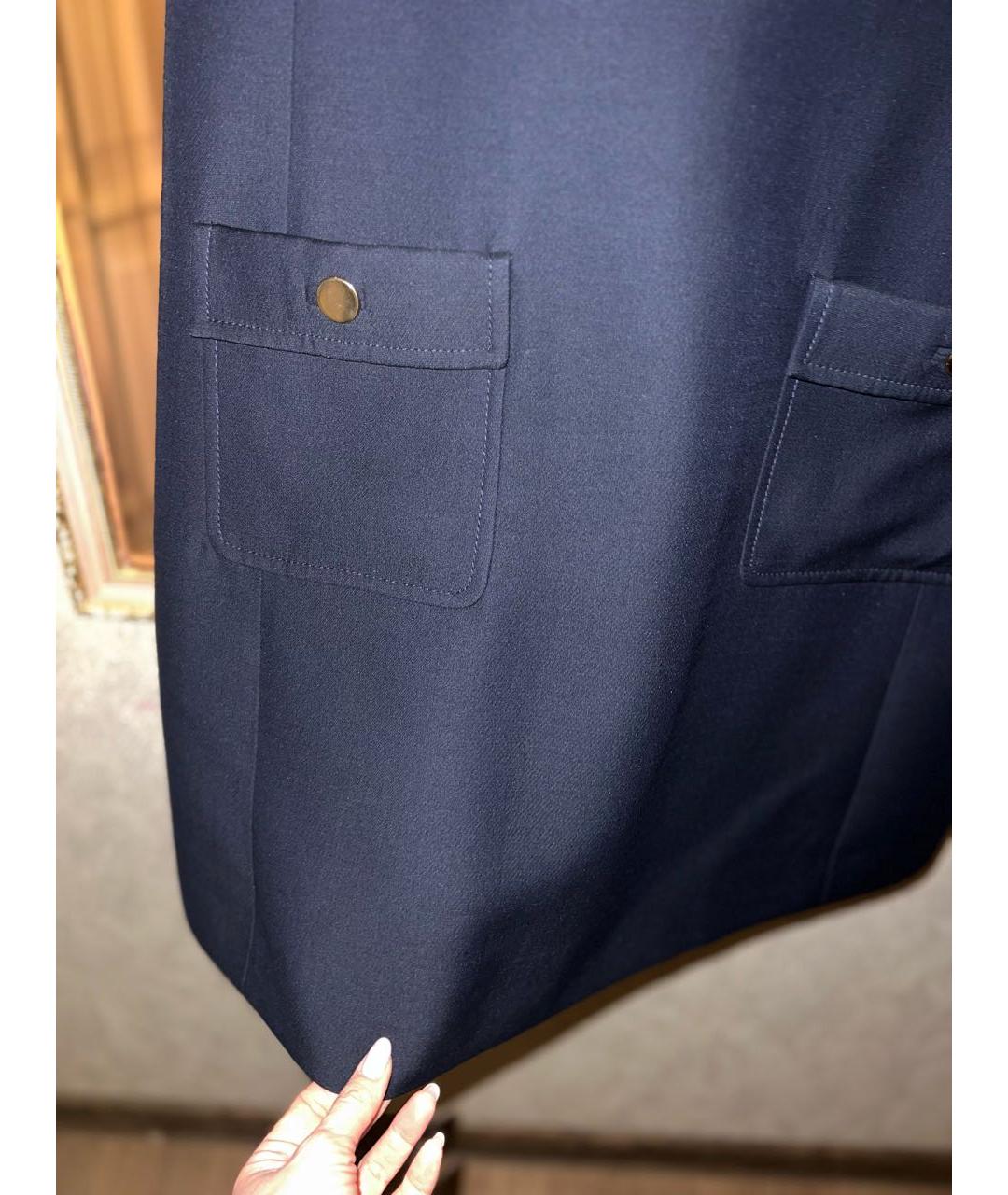 VALENTINO Темно-синее шерстяное коктейльное платье, фото 6