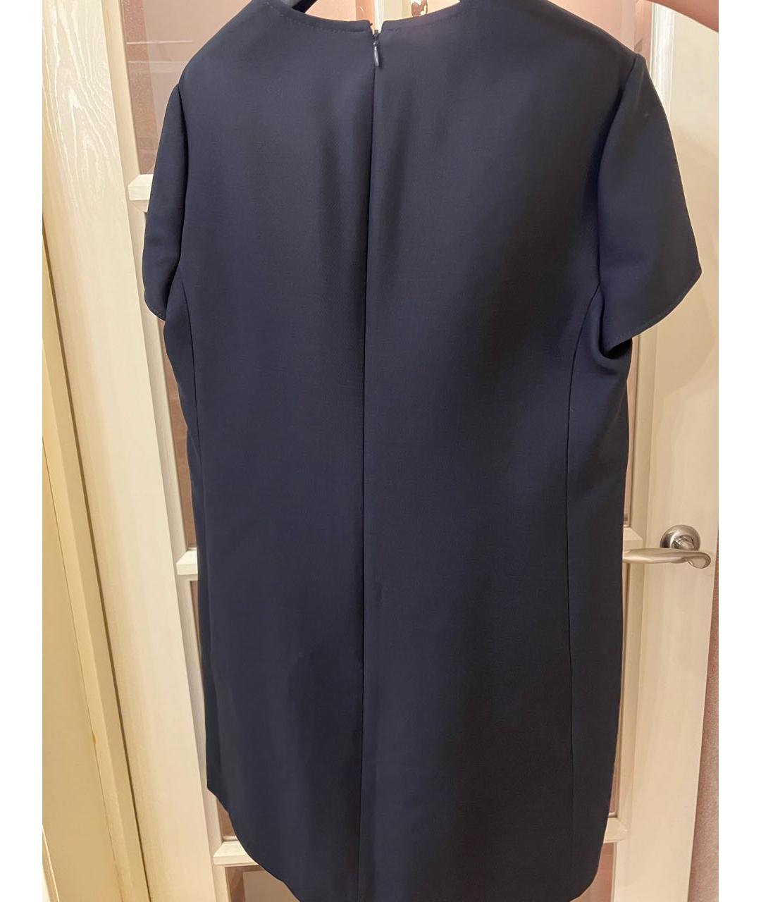 VALENTINO Темно-синее шерстяное коктейльное платье, фото 7