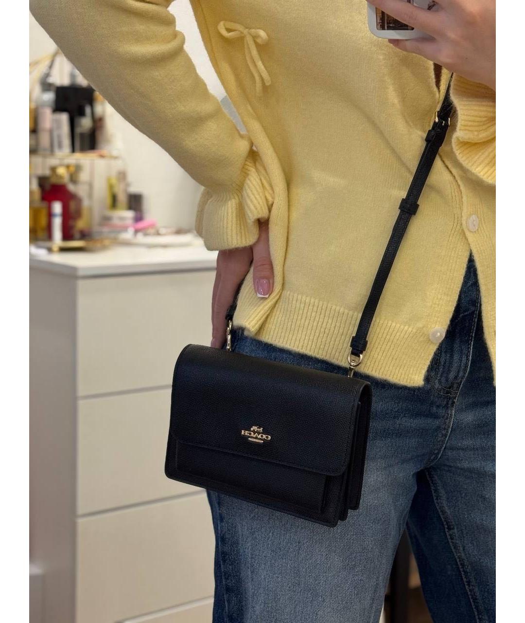 COACH Черная кожаная сумка через плечо, фото 7