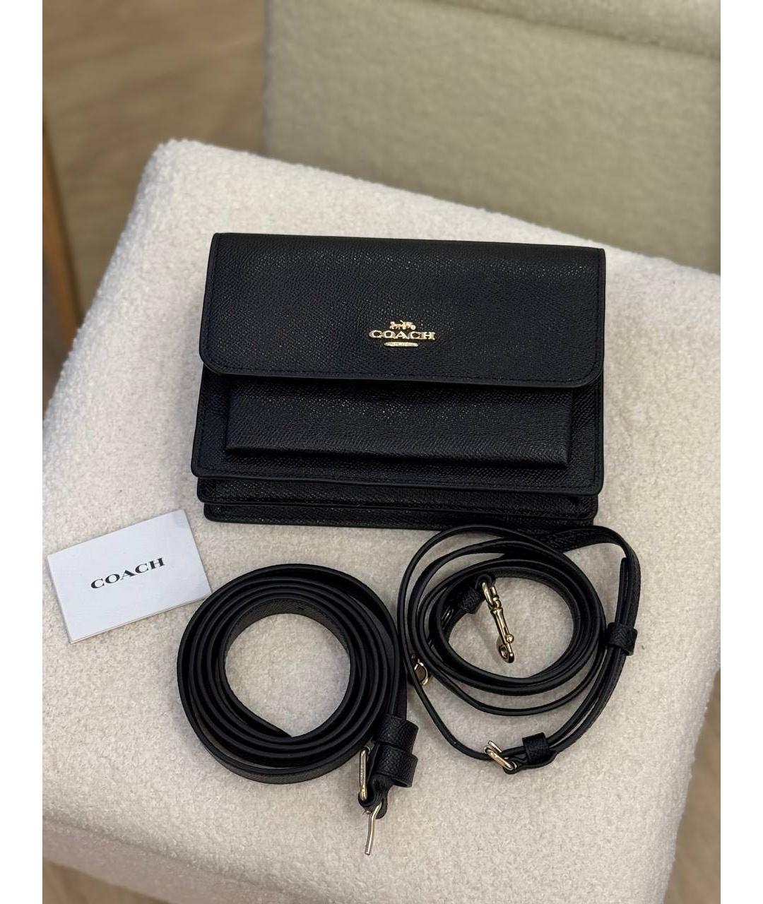 COACH Черная кожаная сумка через плечо, фото 2