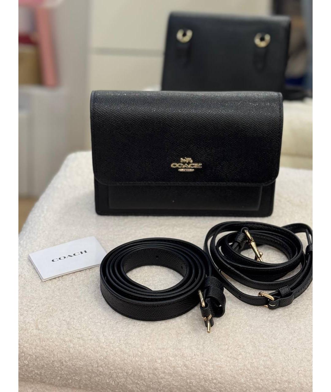 COACH Черная кожаная сумка через плечо, фото 3