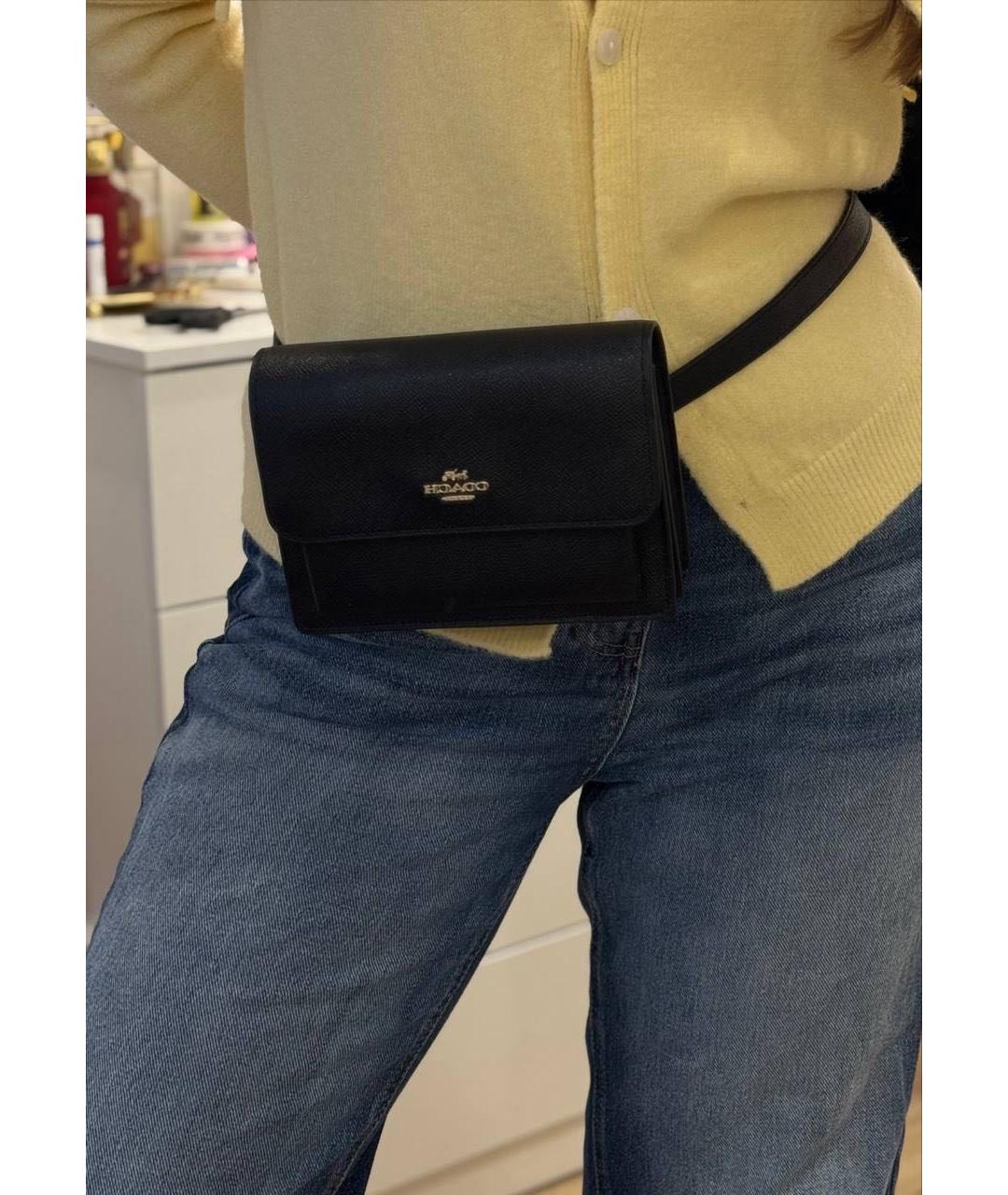 COACH Черная кожаная сумка через плечо, фото 6