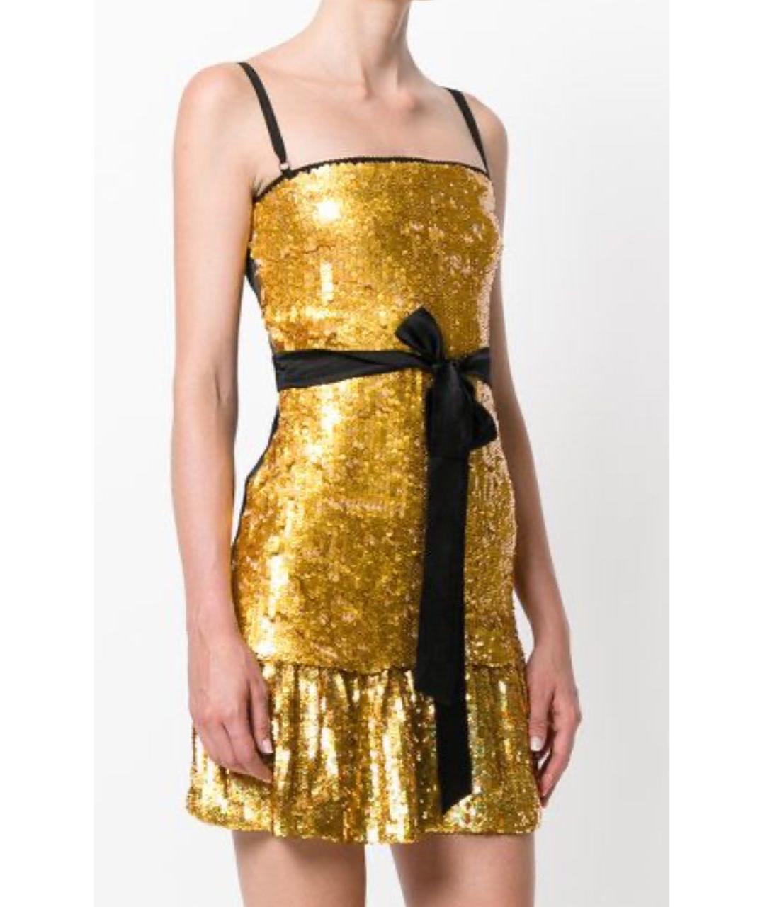 DOLCE&GABBANA Золотое сетчатое вечернее платье, фото 5